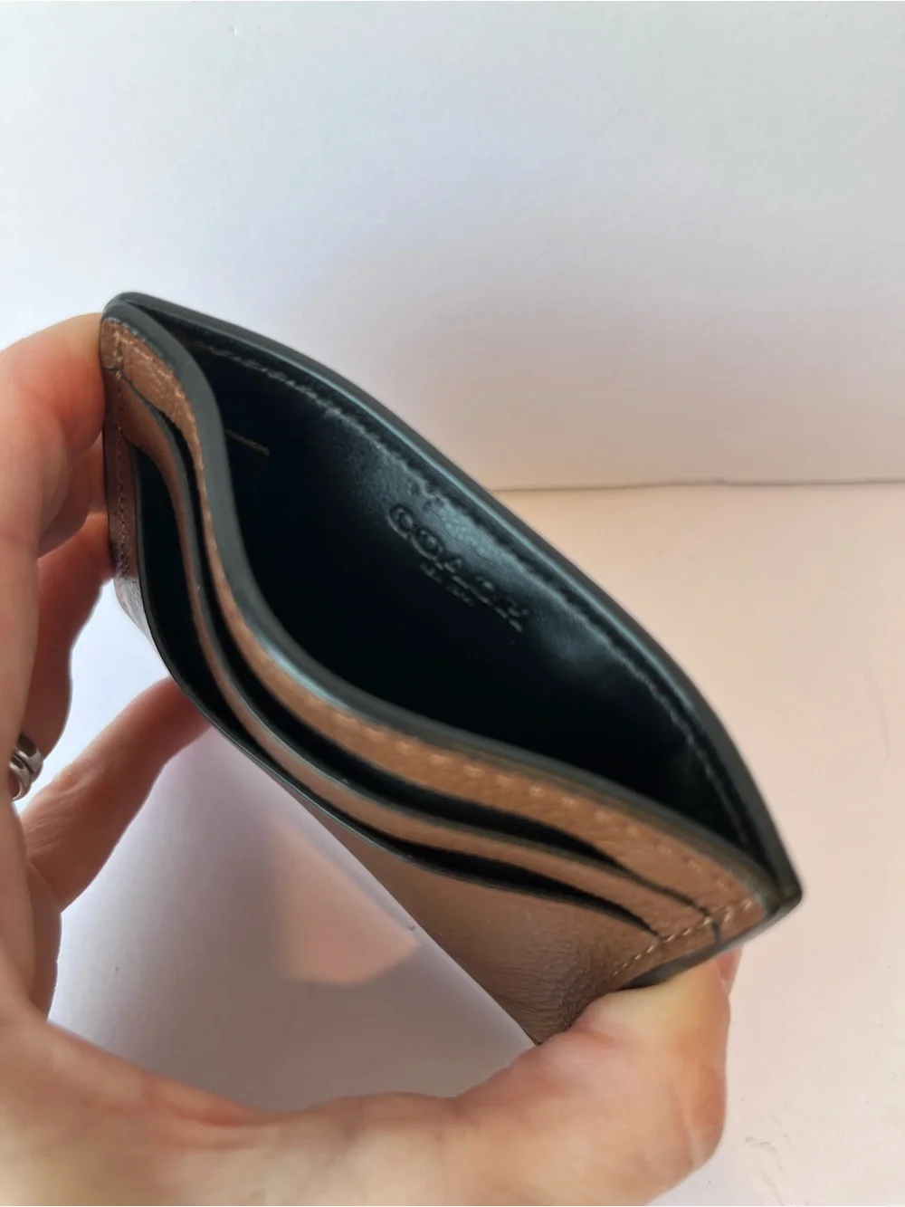 Coach Card Case ID Holder With Money Clip Brown Leather